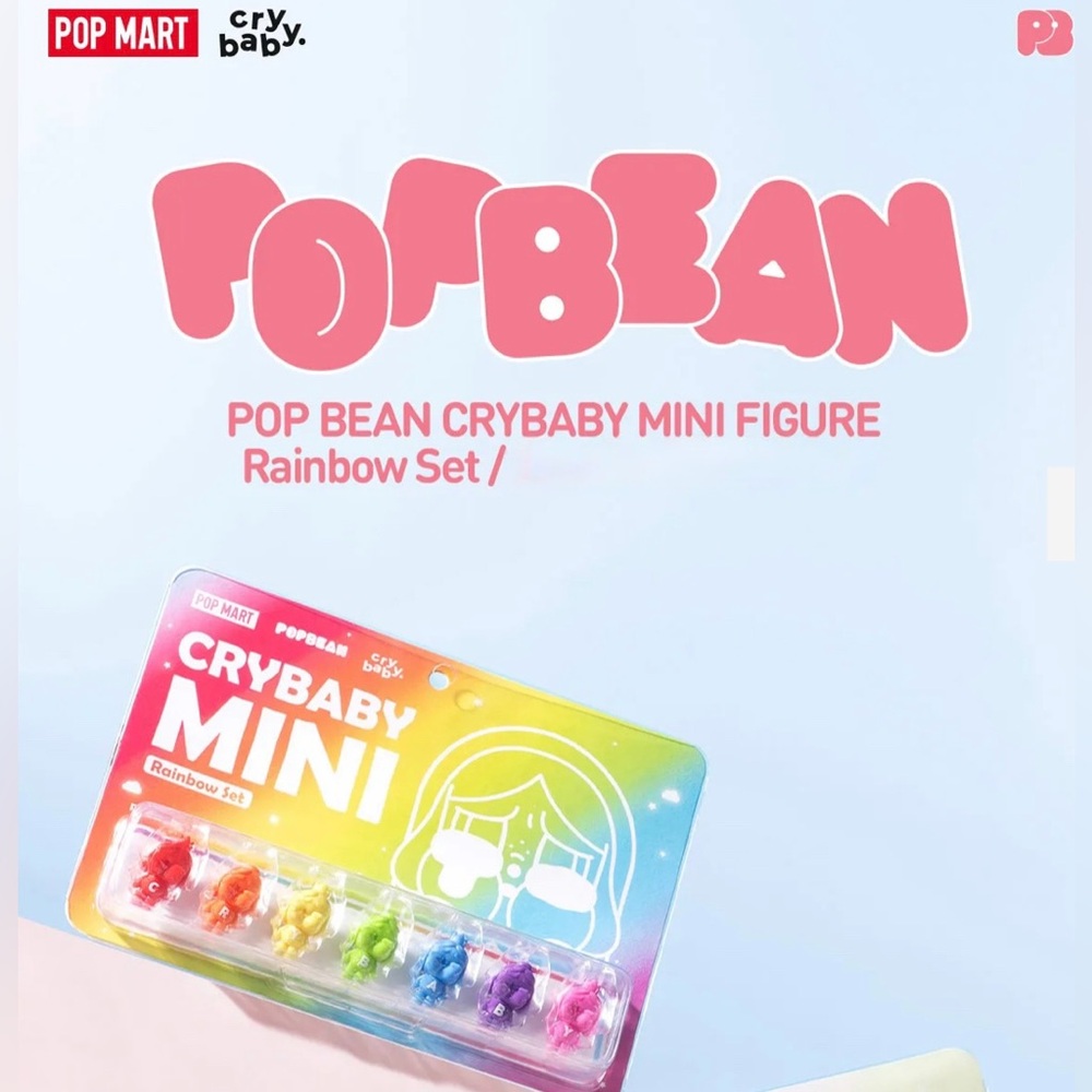 Authentic POP BEAN CRYBABY MINI Figure - Rainbow Whole Set